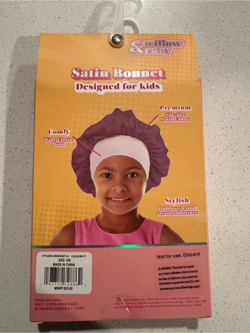 Willow & Ruby Satin Bonnet for Kids - Purple & Pink (2 Pack) Sleep Cap Ages 3-13 - Picture 4 of 4